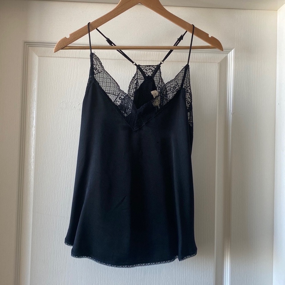 LOVESTITCH Zarina Cupro Blend Cami, Small / Black